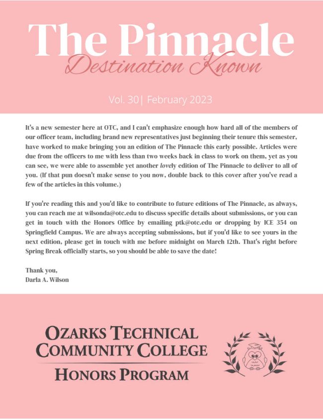 The thirtieth volume of The Pinnacle Destination Known newsletter