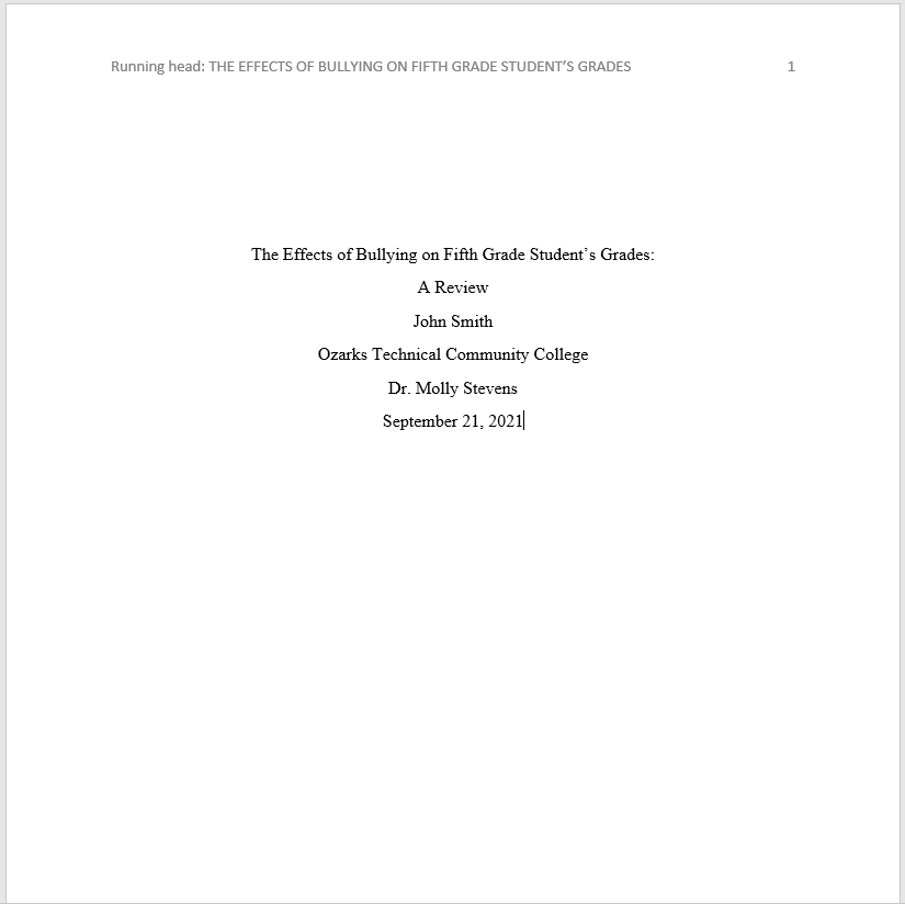 APA Style 7th Edition: Student Paper Formatting 